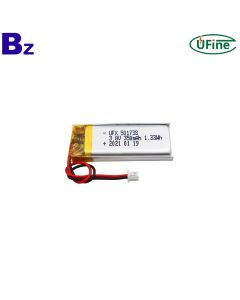Chinese Battery Manufacturer Customized Neck Massager Lipo Battery UFX 501738 3.8V 350mAh Lithium Polymer Battery