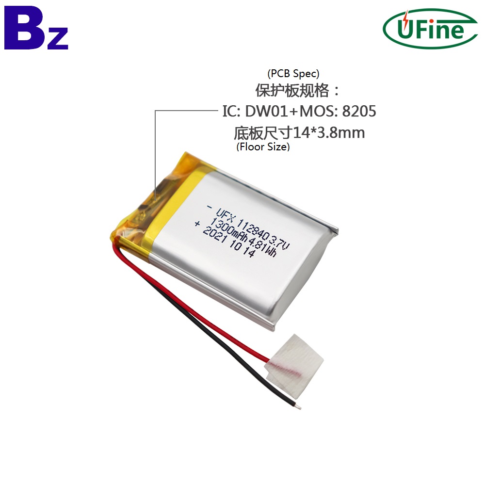 112840 3.7V 1300mAh Li-ion Polymer Battery