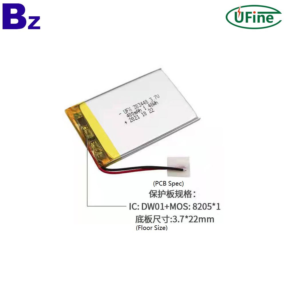 303448 3.7V 400mAh Rechargeable Battery