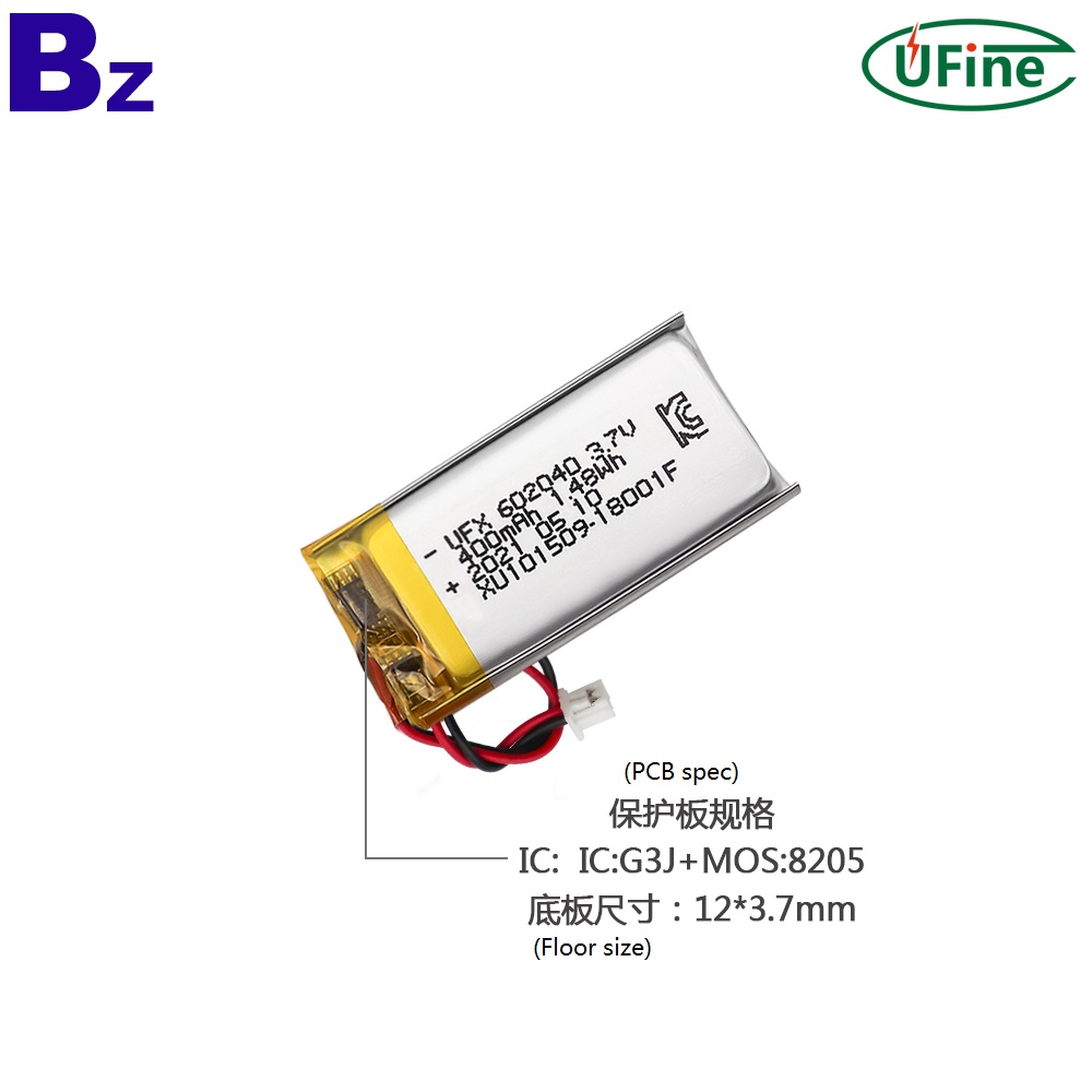 602040 400mAh 3.7V Polymer Lithium Battery 