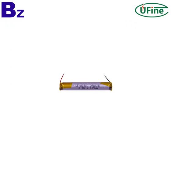 Chinese Li-polymer Cell Manufacturer Wholesale Rechargeable Battery for  E-cigarette UFX 08500 3.7V 250 mAh Cylindrical Battery
