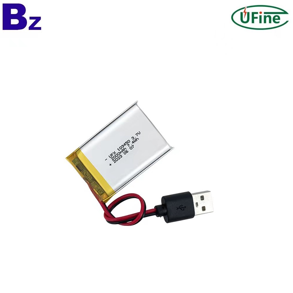 Custom UFX 103450 2000mAh 3.7V Rechargeable Battery