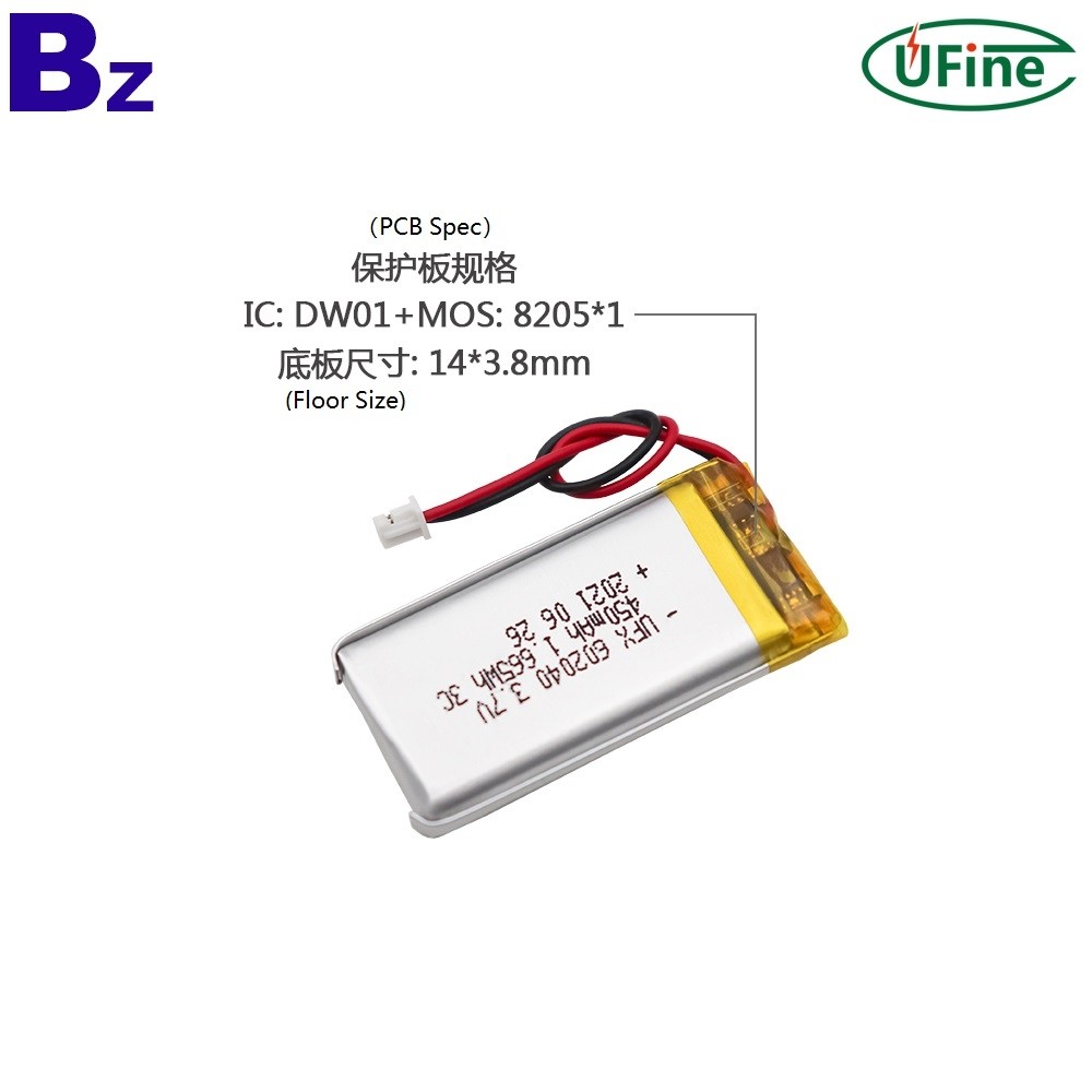 602040 3.7V 450mAh 3C Li Polymer Battery