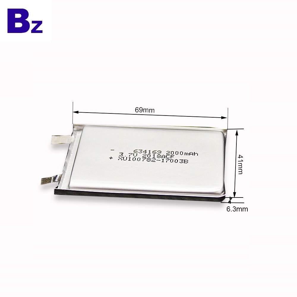 634169 2000mAh KC Certification Li-ion Battery