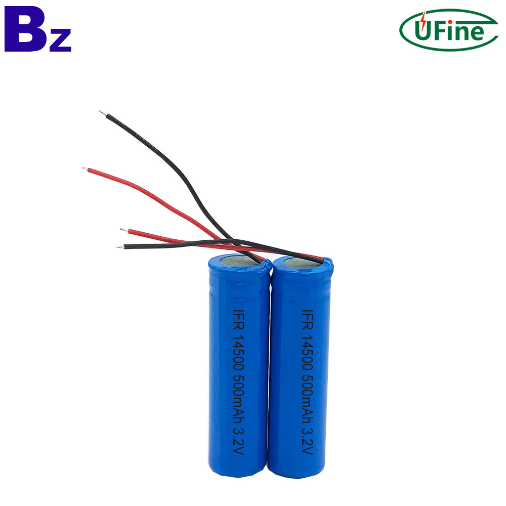 14500 500mAh 3.2V Lithium Iron Phosphate Battery