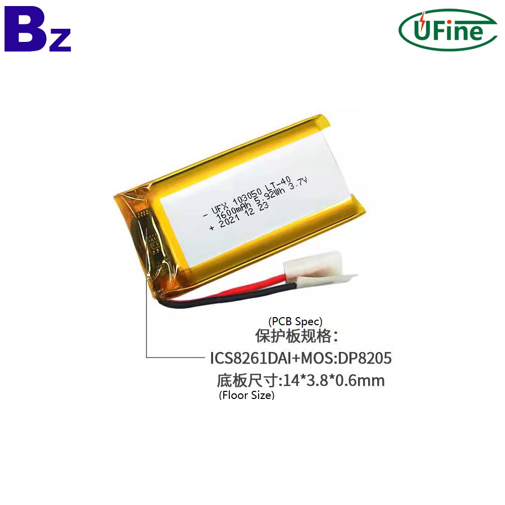 103050 3.7V 1600mAh -40℃ Discharge Battery