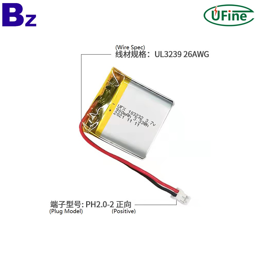 103232 3.7V 900mAh Li-ion Battery