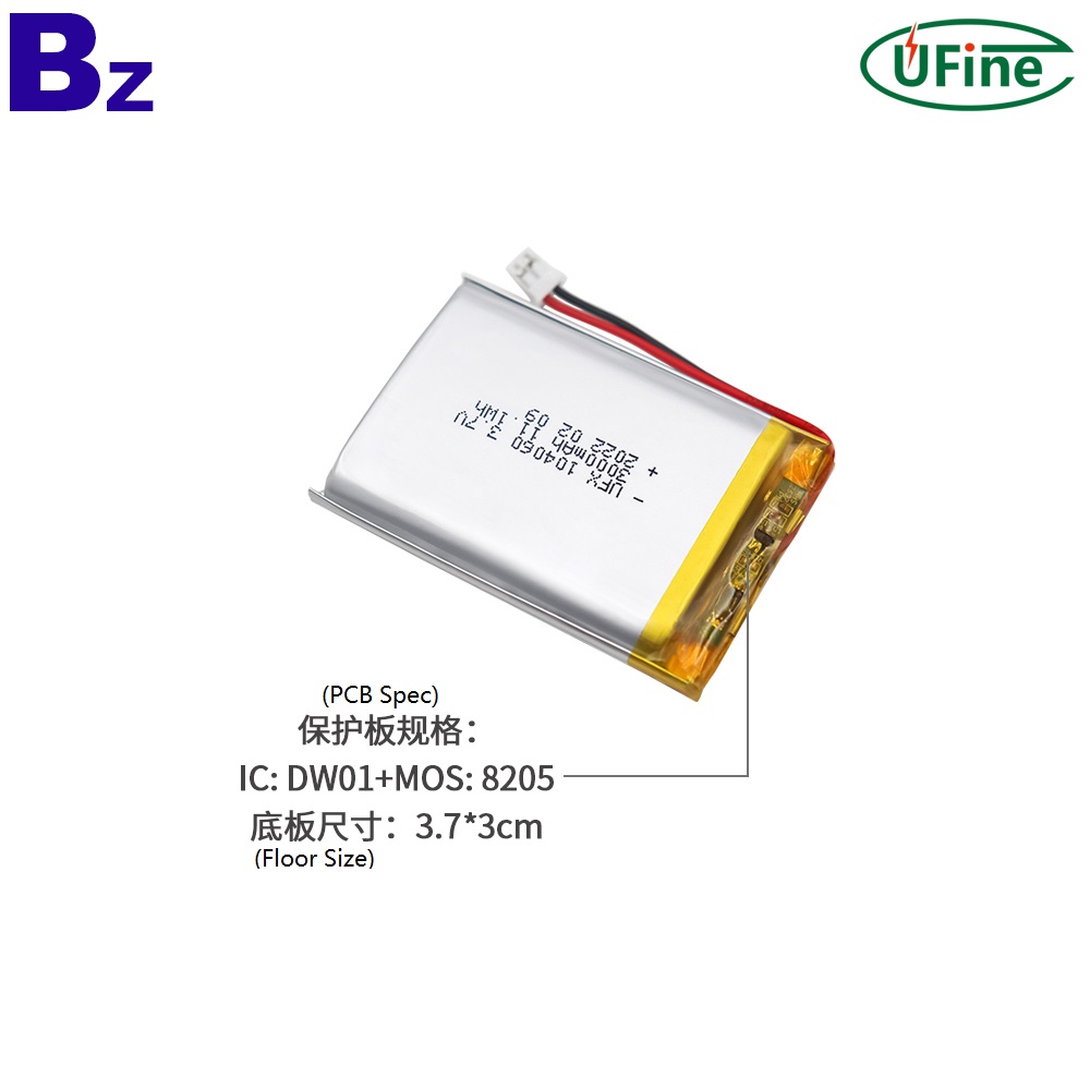 104060 3.7V 3000mAh Li-polymer Battery