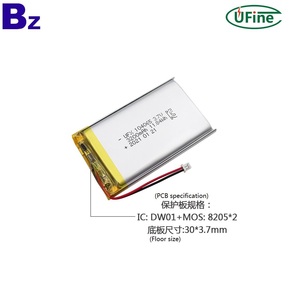 104065 3.7V 3200mAh Lithium Polymer Battery