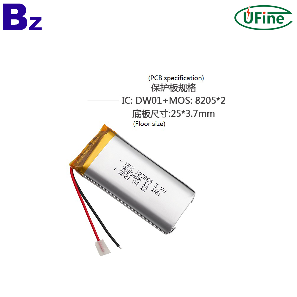 123065 3.7V 3000mAh Lithium Polymer Battery