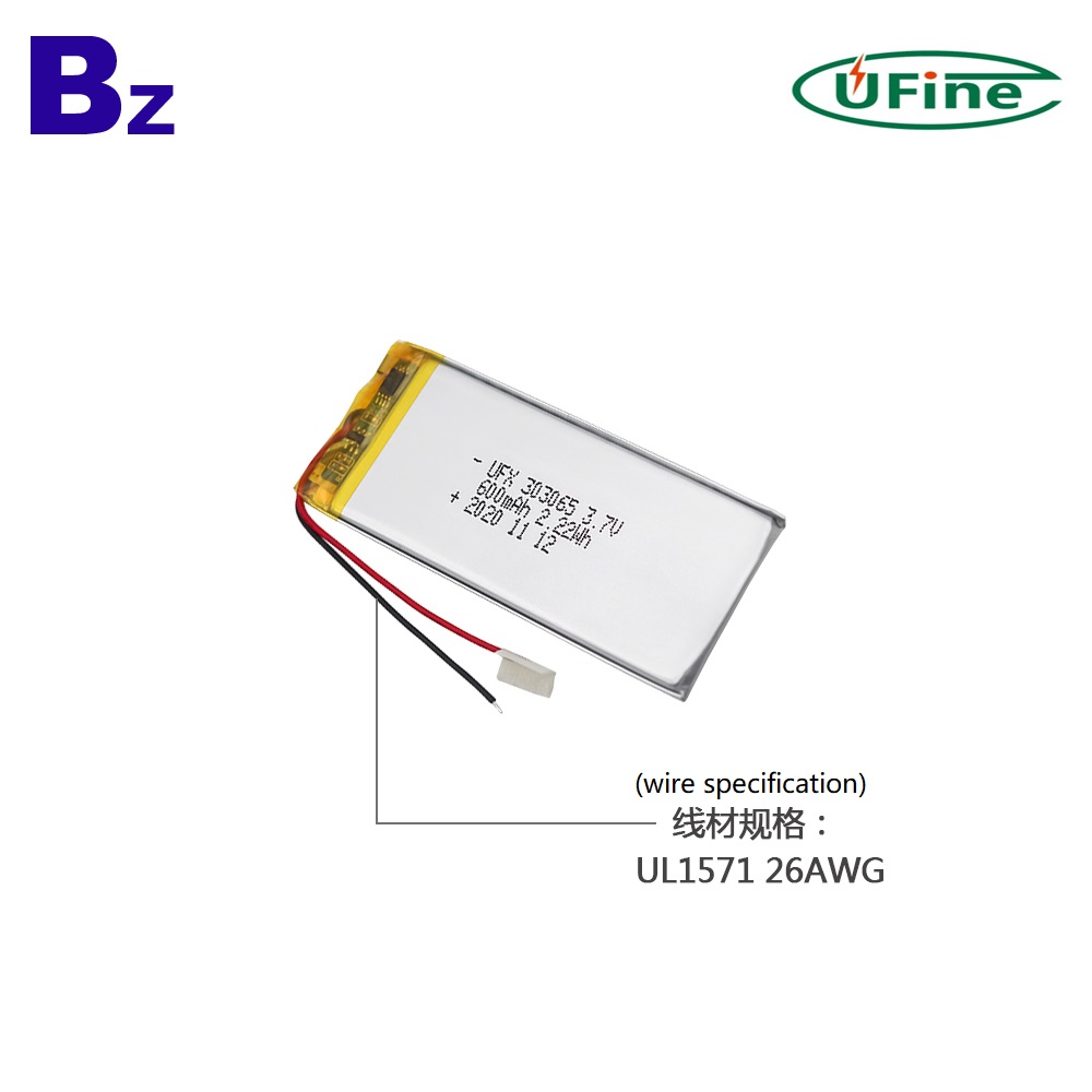 303065 600mAh 3.7V Lithium Polymer Battery