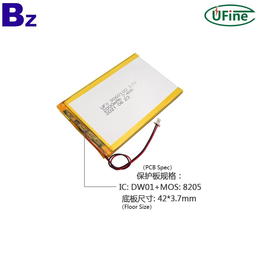 3060100 2000mAh 3.7V Lithium Polymer Battery
