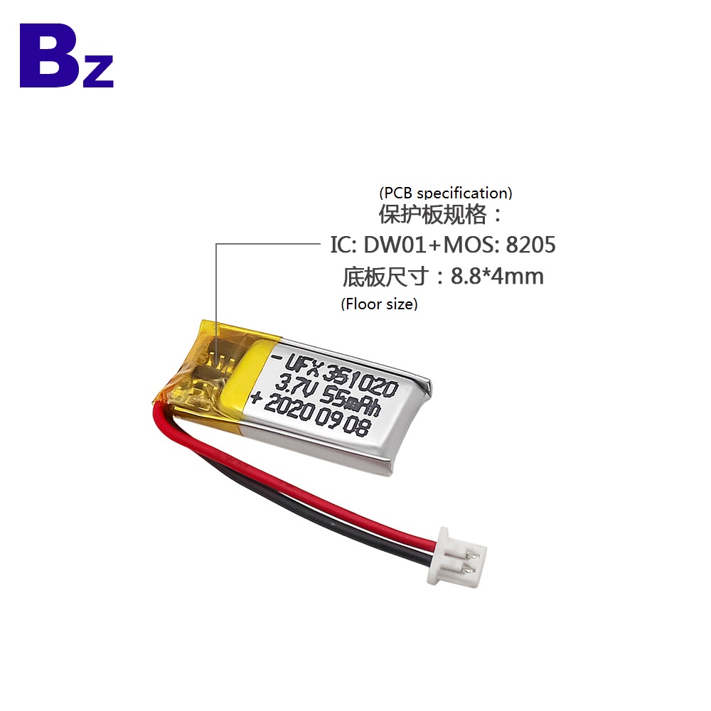 55mAh Bluetooth Device Lipo Battery