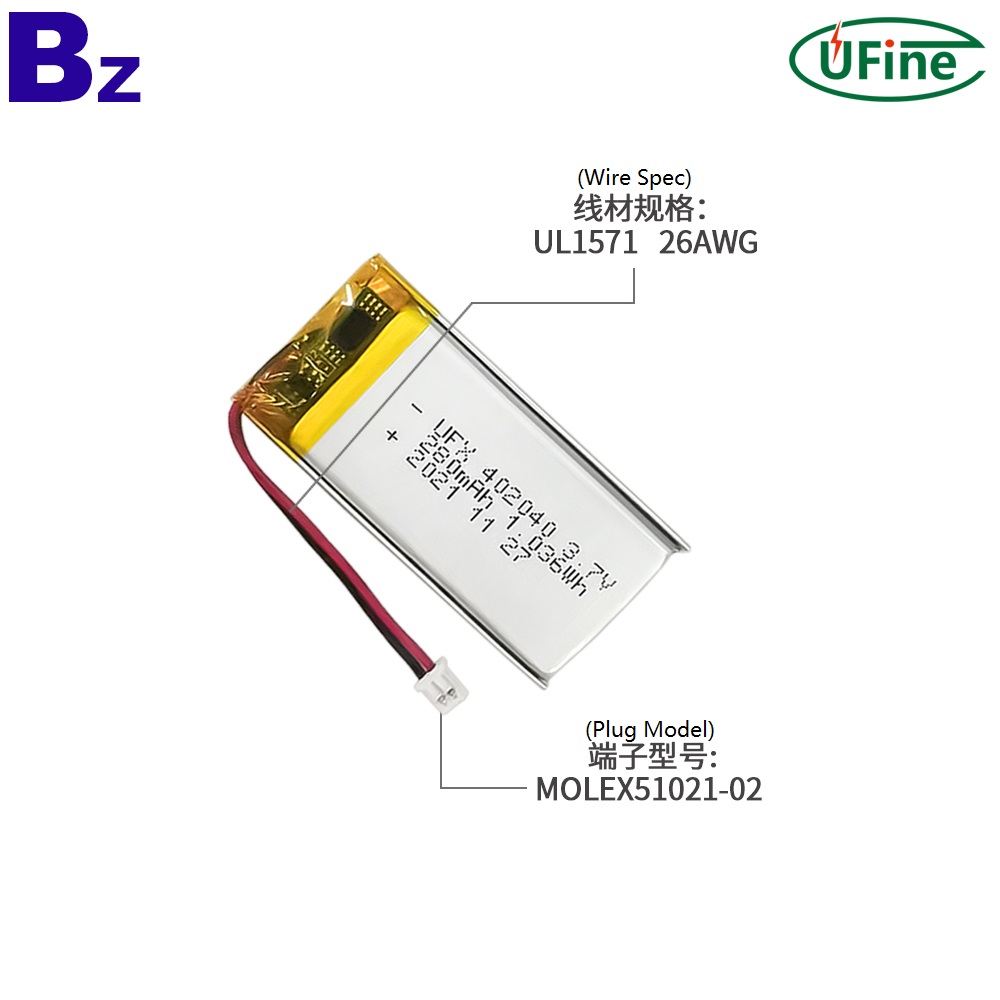 402040 3.7V 280mAh Li-polymer Battery