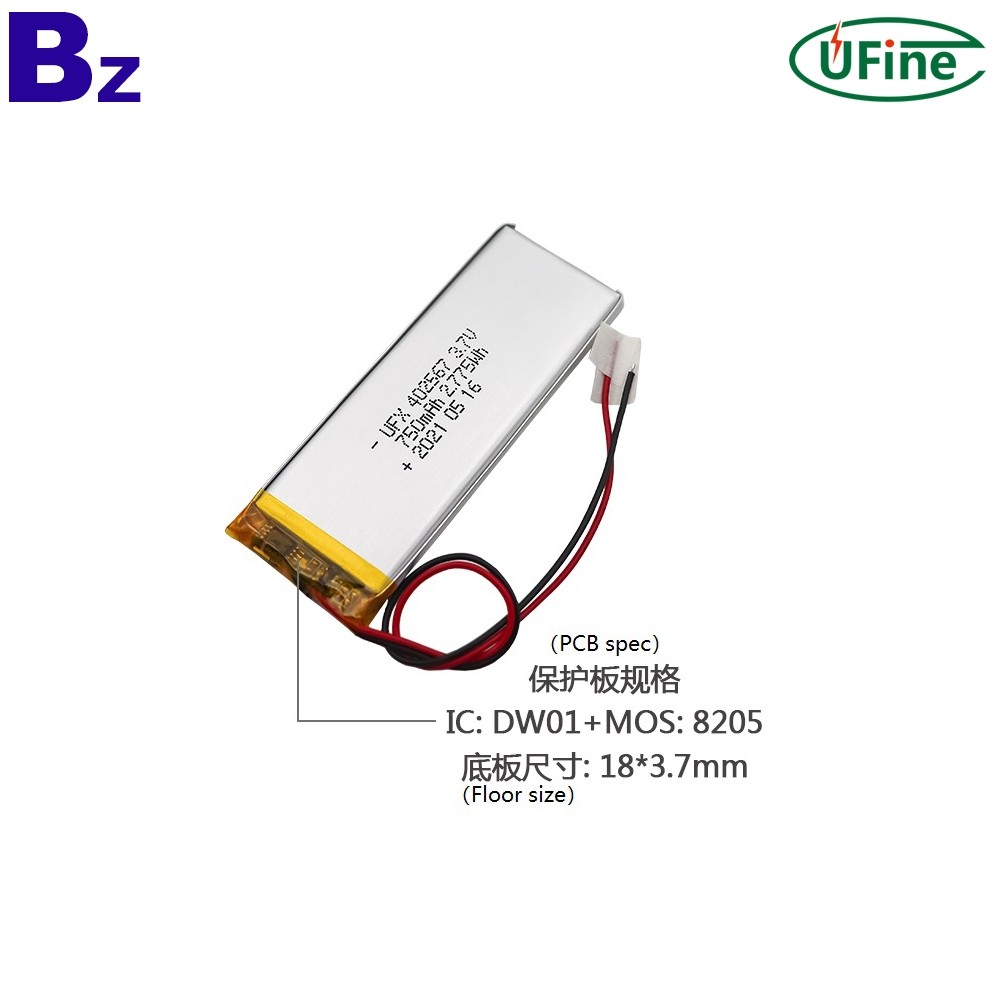 402567 3.7V 750mAh Lithium Polymer Battery