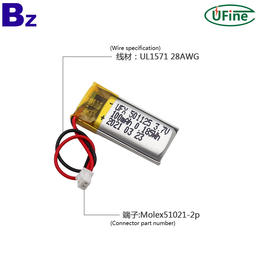 Top Quality Rechargeable 100mAh Li-polymer Battery