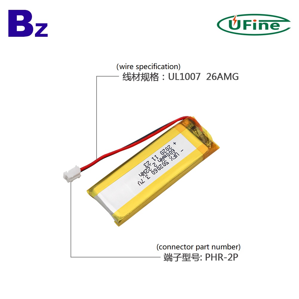 502060 600mAh 3.7V Lithium Polymer Battery