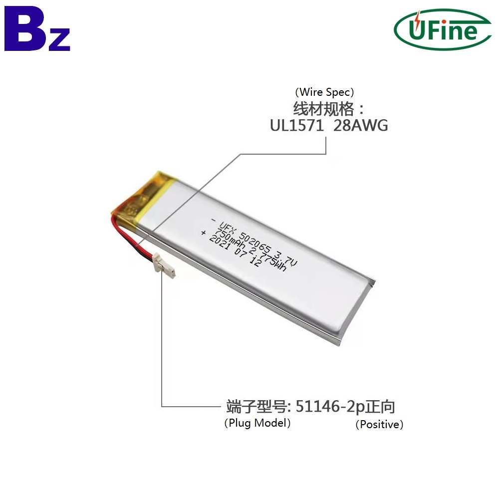 502065 750mAh 3.7V Li-po Batteries