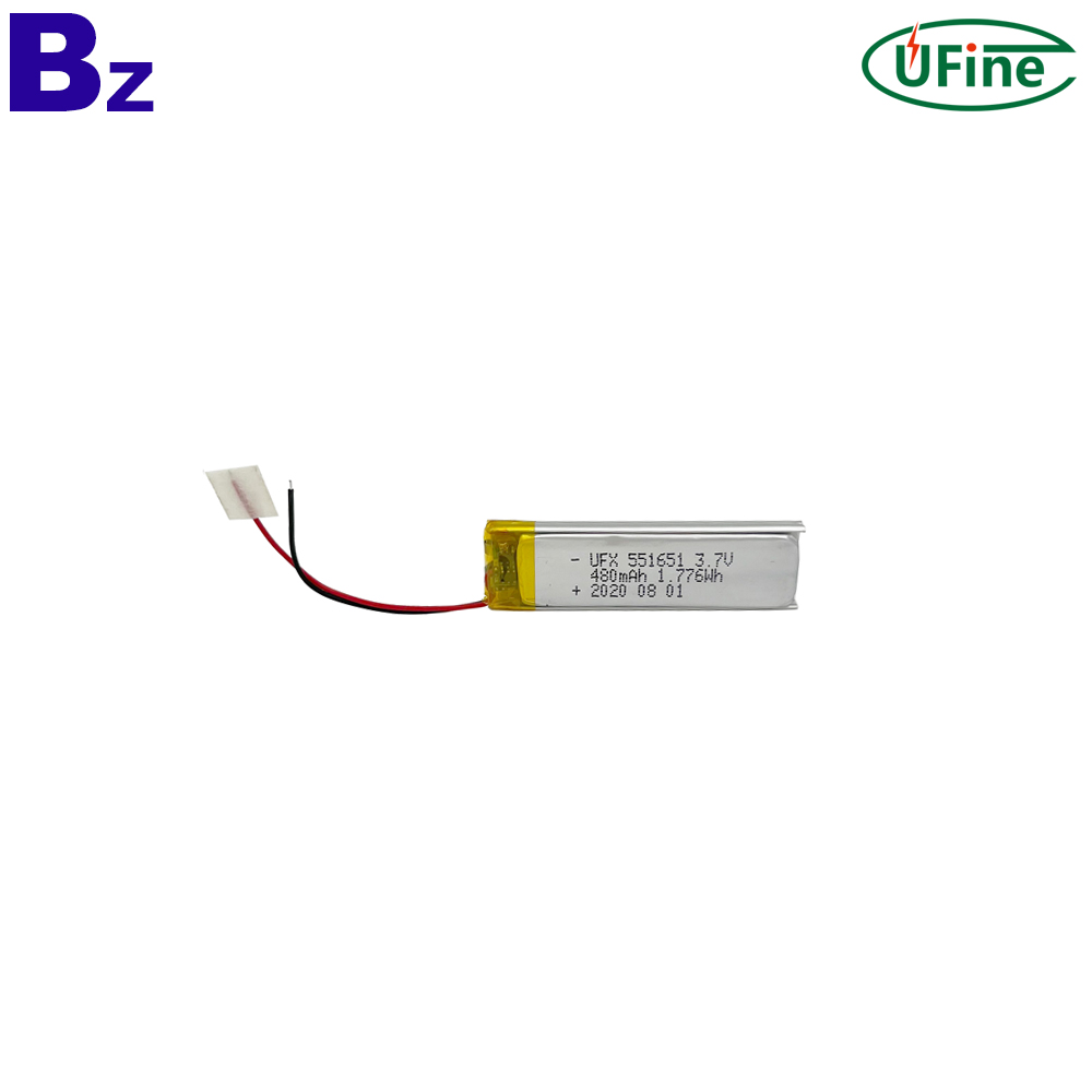 551651 3.7V 480mAh Li-polymer Battery