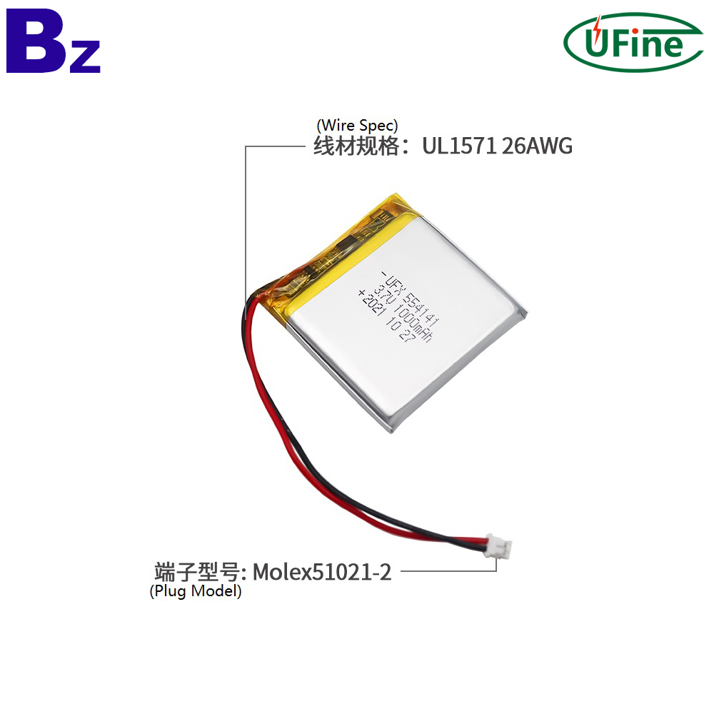 554141 3.7V 1000mAh Li-polymer Battery