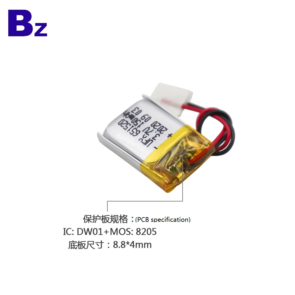 651520 150mAh 3.7V Lithium polymer Battery