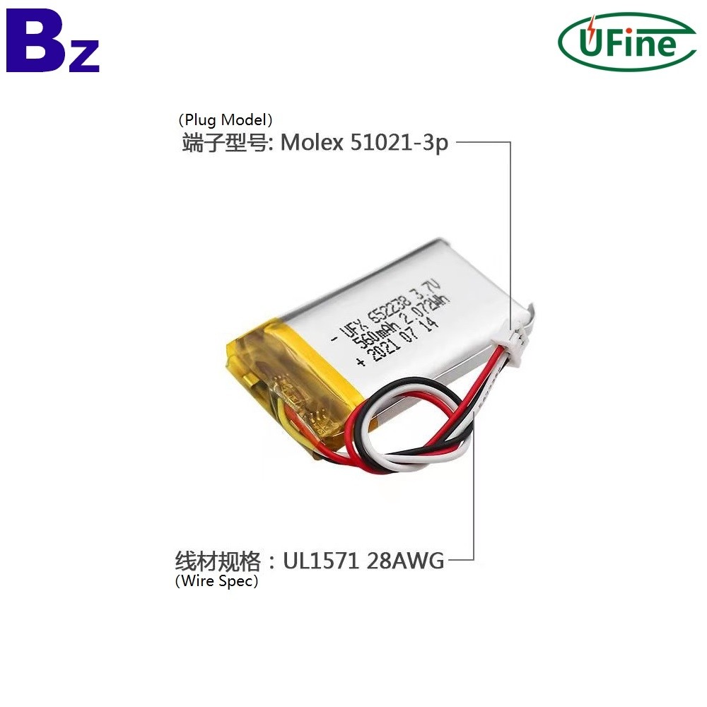 652238 560mAh 3.7V Li-po Batteries