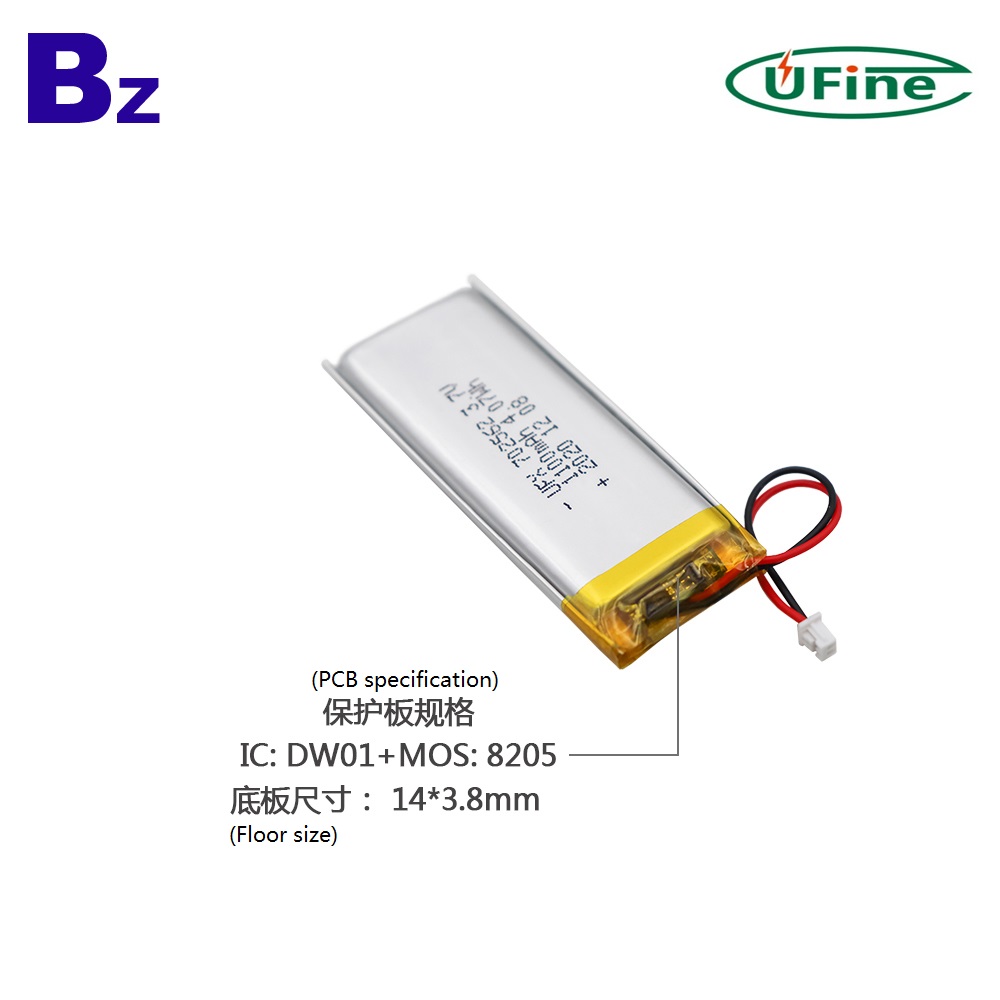 702562 1100mAh 3.7V Lithium Polymer Battery