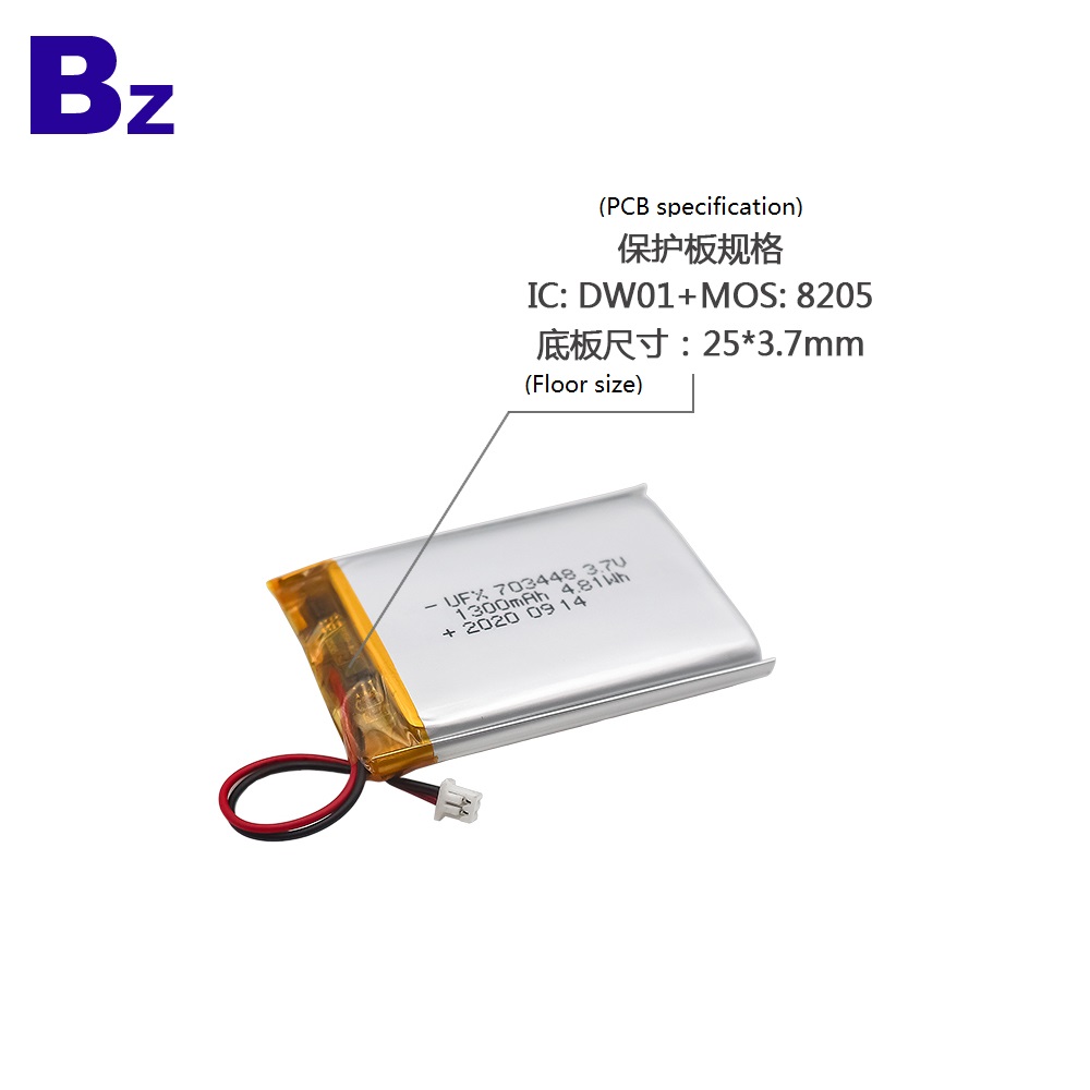 703448 1300mAh 3.7V Lithium Polymer Battery