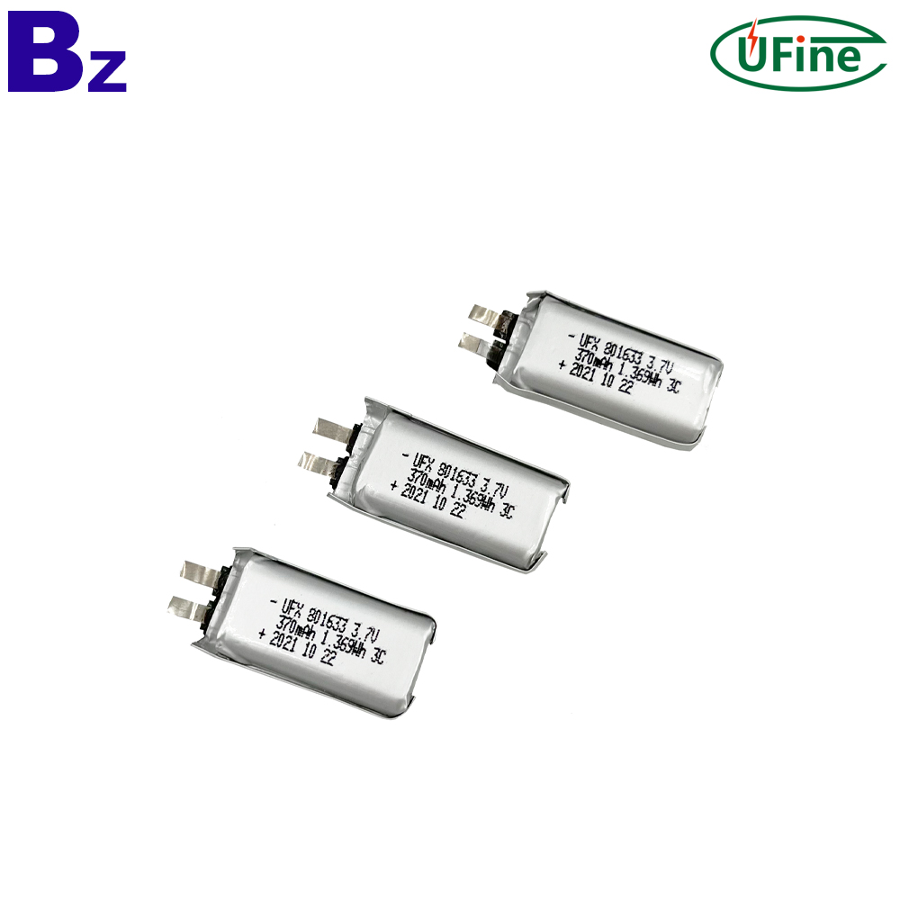 801633 3.7V 3C Discharge 370mAh Li-ion Polymer Cell