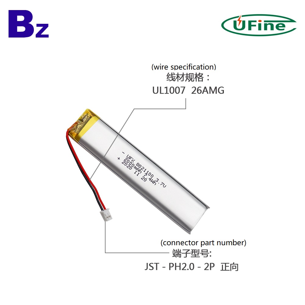 8021100 2000mAh 3.7V Lithium Polymer Battery