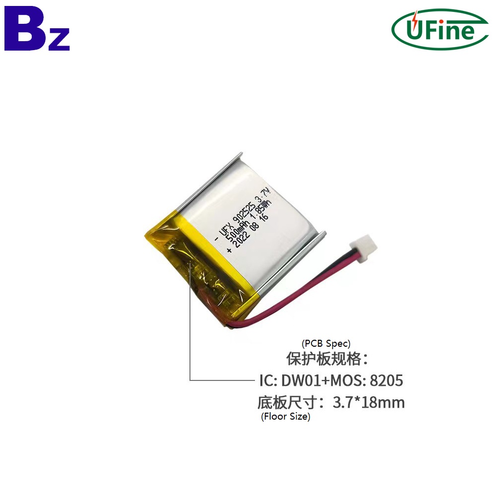 902525 3.7V 500mAh Rechargeable Battery