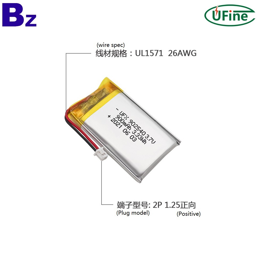 902540 900mAh 3.7V Li-Polymer Battery